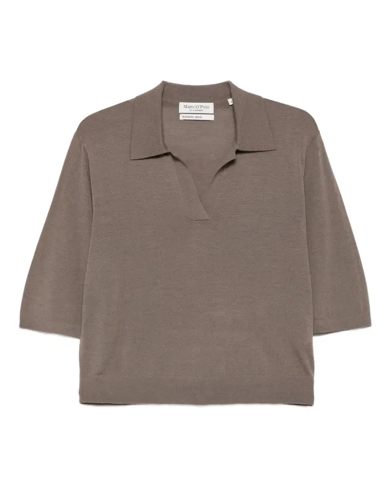 Marc O'Polo spread-collar elbow-sleeve top - Braun Braun