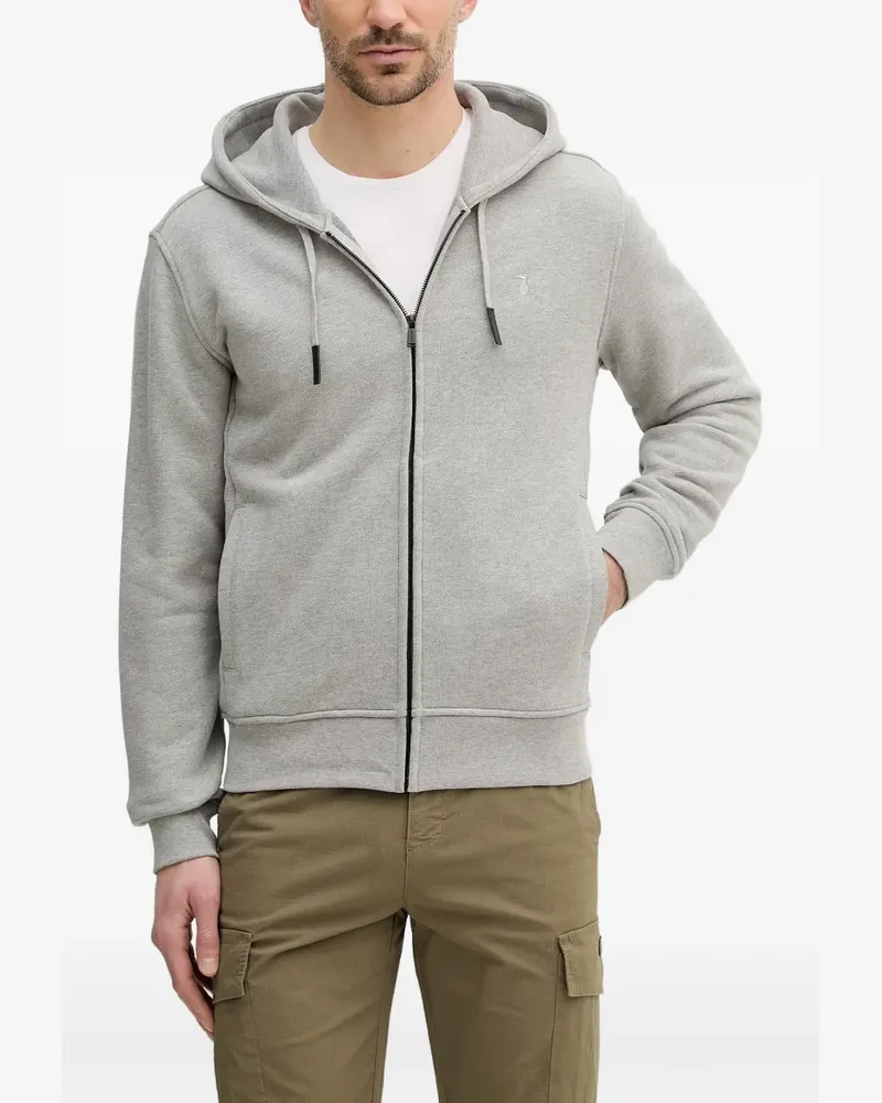 Trussardi logo-embroidered zip-up hoodie - Grau Grau