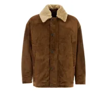 Wildlederjacke mit Shearling-Kragen - Braun
