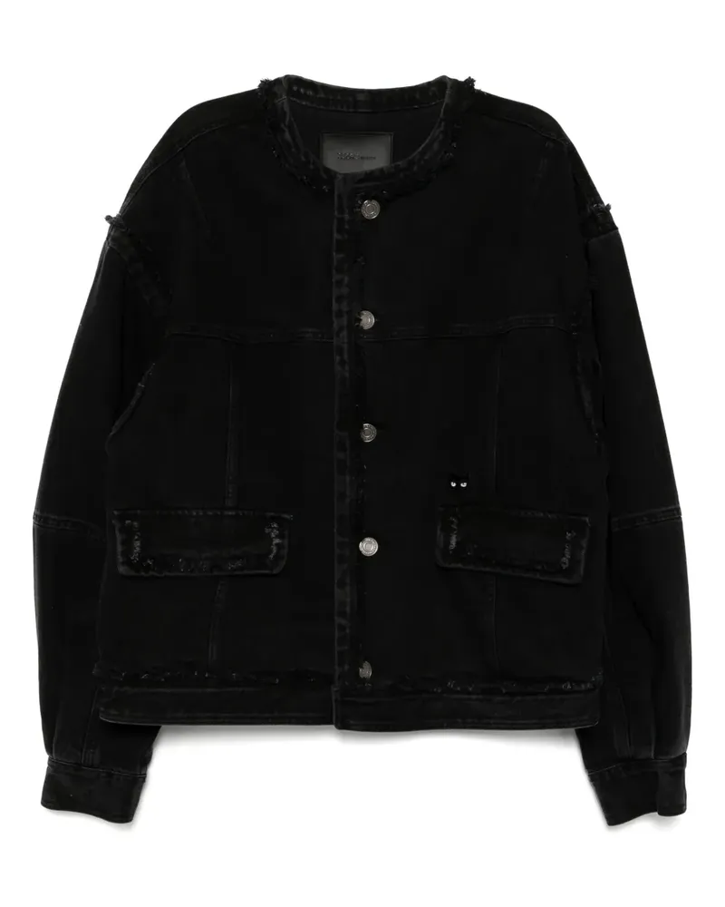 SONGZIO Jeansjacke mit rundem Ausschnitt - Schwarz Schwarz