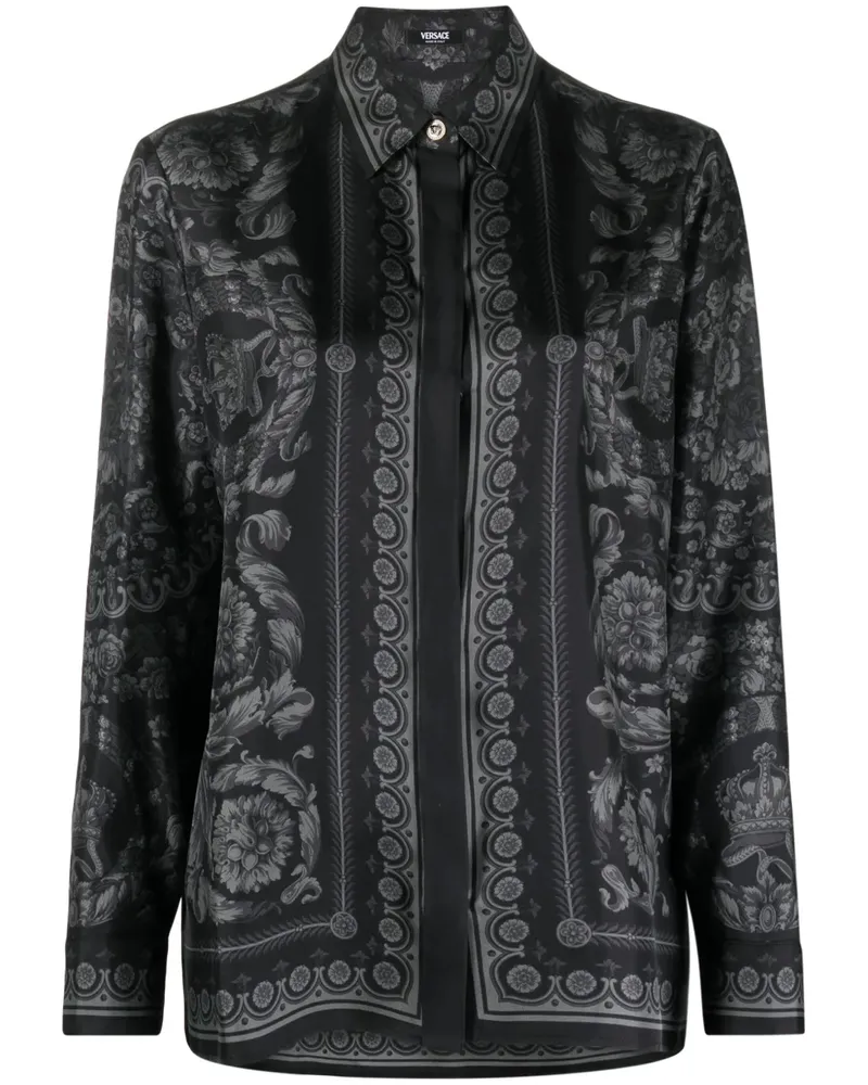 Versace Hemd mit Barocco-Print - Schwarz Schwarz