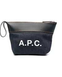 A.P.C. Clutch mit Logo-Print Blau