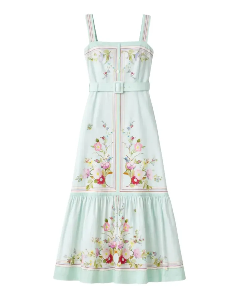 Self-Portrait Maxikleid mit Gürtel - Grün Grün