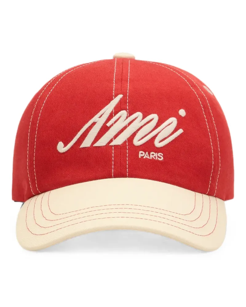 AMI Paris cotton cap with  embroidery - Rot Rot