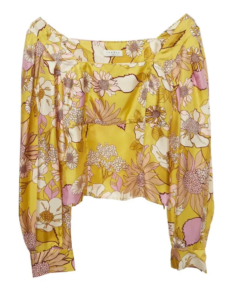 Sandro floral-print square-neck blouse - Gelb Gelb