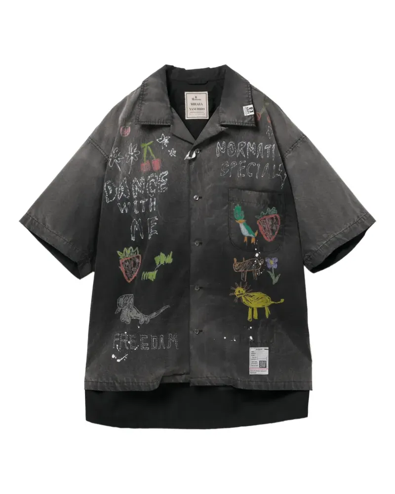 MIHARAYASUHIRO Hemd mit grafischem Print - Grau Grau