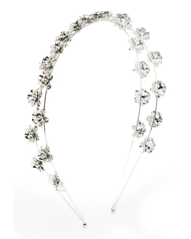 Jennifer Behr Doppelreihiger Haarreif mit Blumendetail - Silber Silber