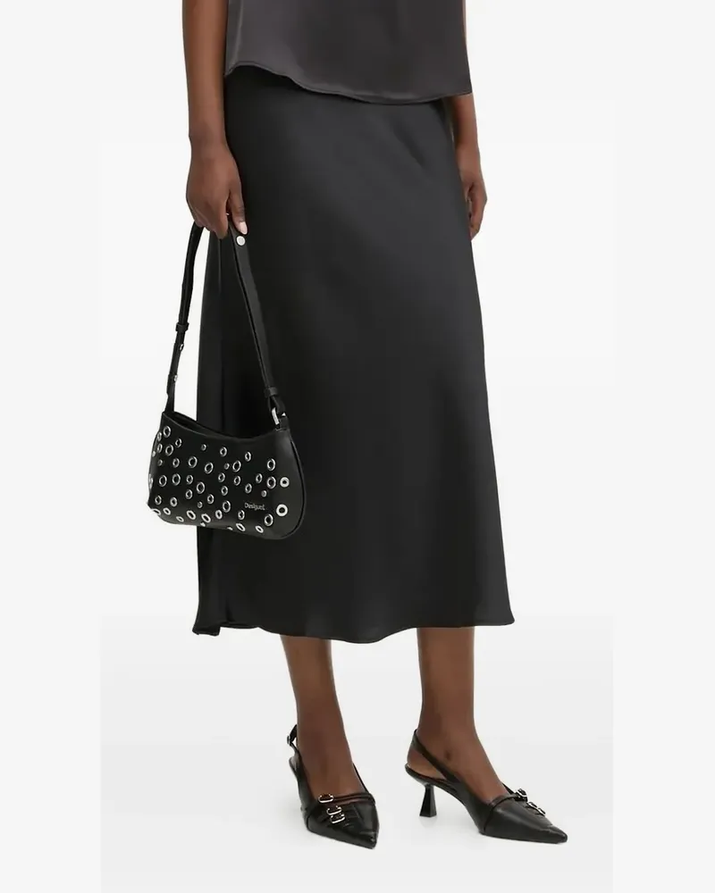 HUGO BOSS Satinrock mit Schrägschritt - Schwarz Schwarz