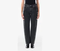 90's Jeans mit Kristallen - Schwarz