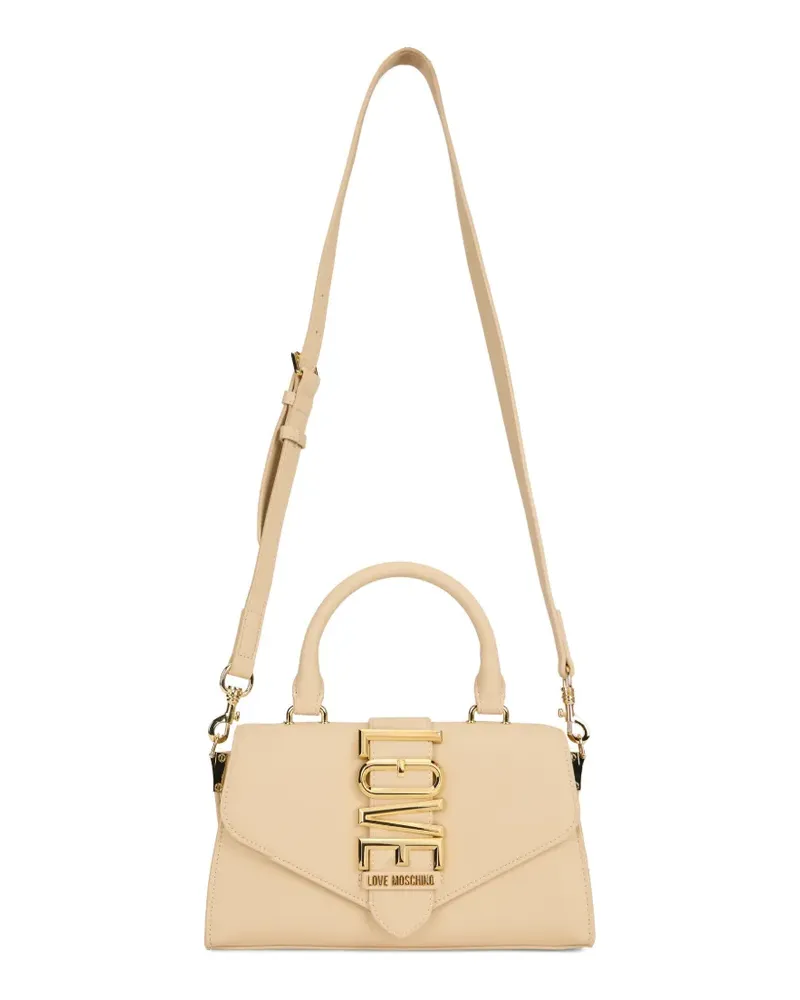Moschino Shopper mit Logo-Schild - Nude Nude