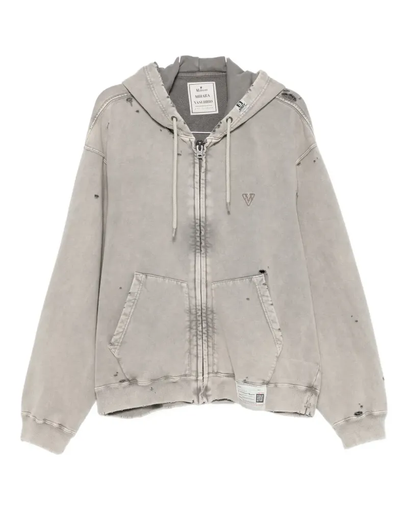 MIHARAYASUHIRO distressed-effect zip-up hoodie - Grau Grau