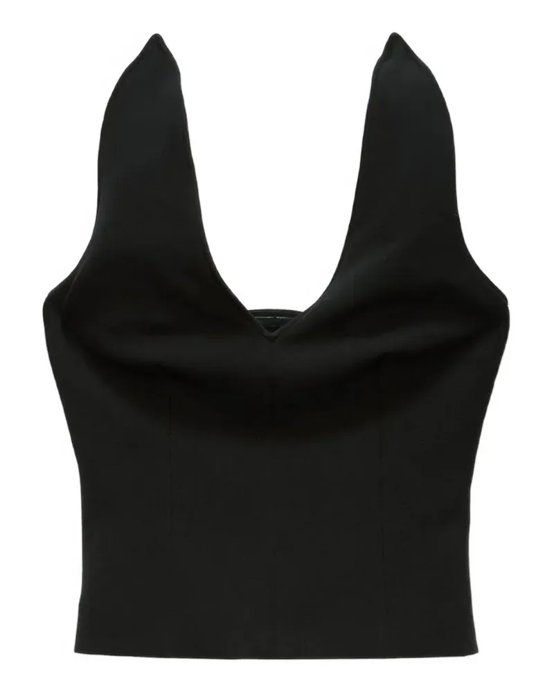 MSGM Oberteil mit V-Ausschnitt - Schwarz Schwarz