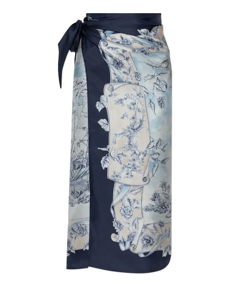 Ferragamo graphic-print wrap maxi skirt - Blau Blau