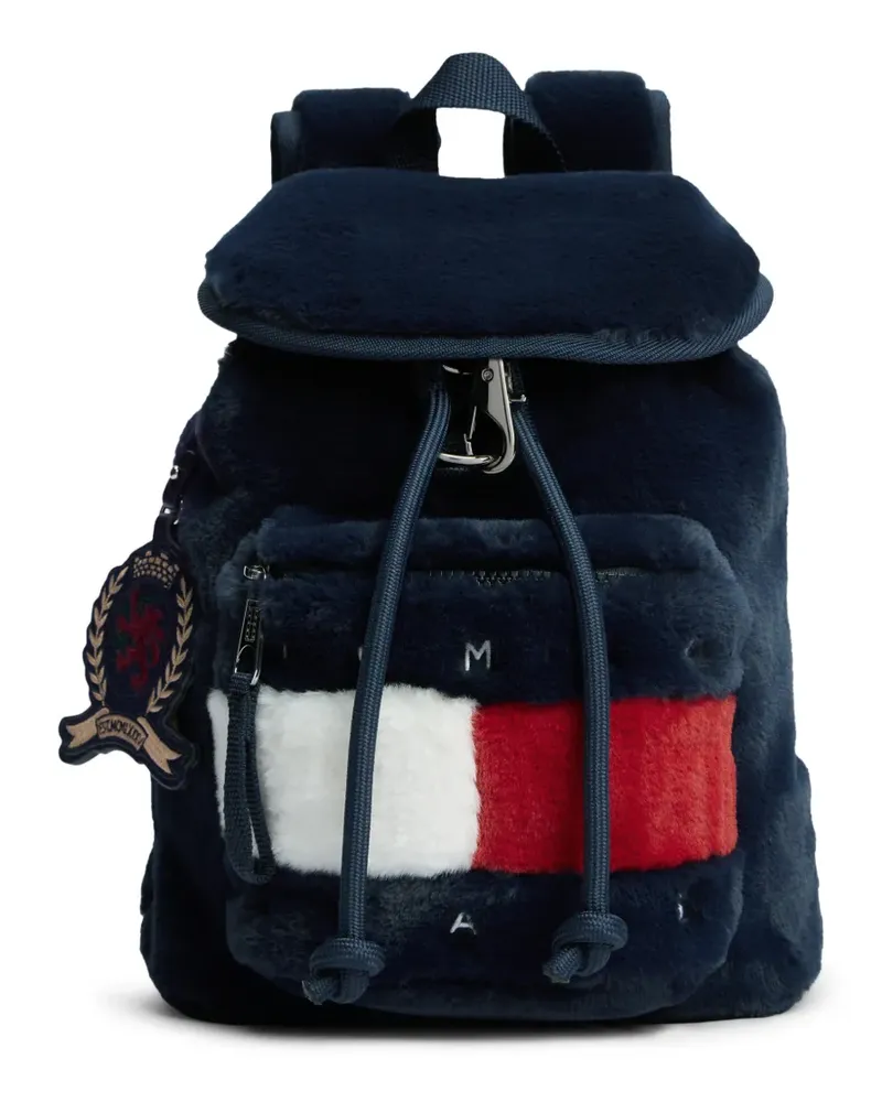 Tommy Hilfiger faux-fur logo-patch backpack - Blau Blau