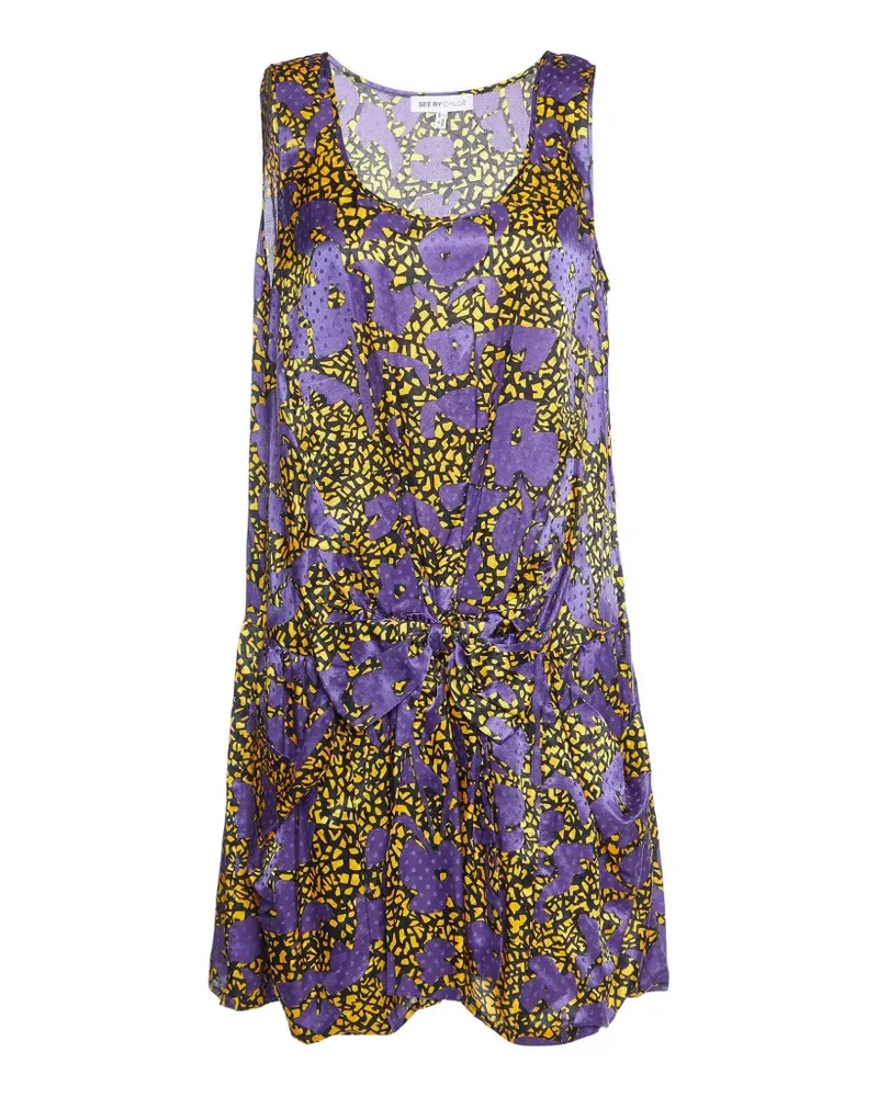 See by Chloé printed bow mini dress - Violett Violett