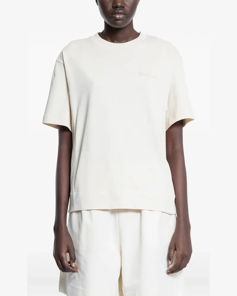 Moncler logo-embroidered T-shirt - Nude Nude
