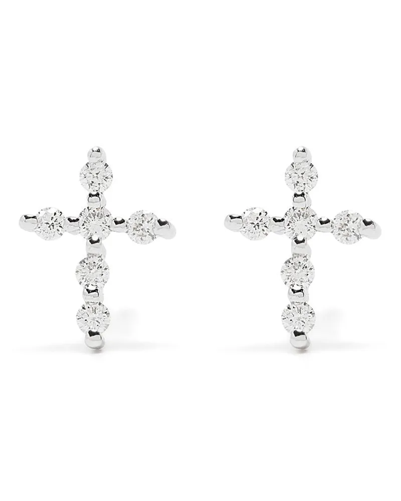 DJULA 18kt Big Cross Weißgoldohrringe mit Diamanten - Silber Silber