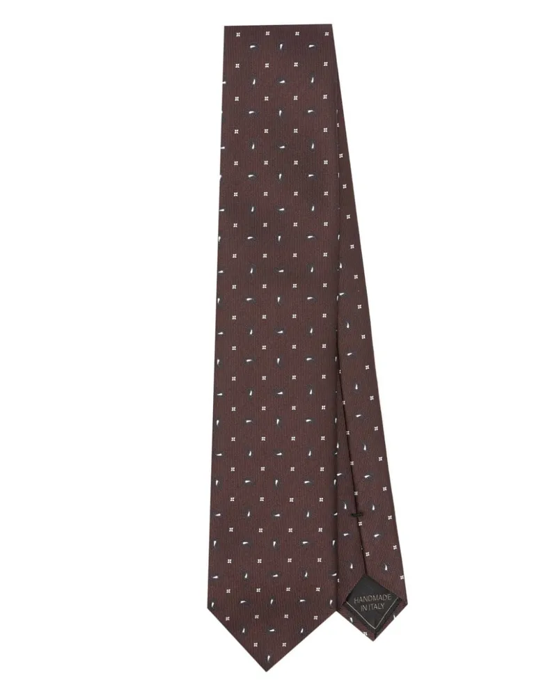 Brioni Jacquard-Krawatte mit Paisleymuster Braun