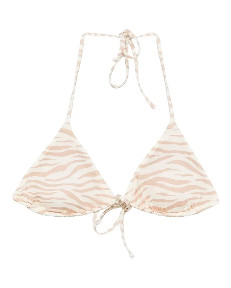 MC2 Saint Barth Leah zebra-print triangle bikini top - Nude Nude