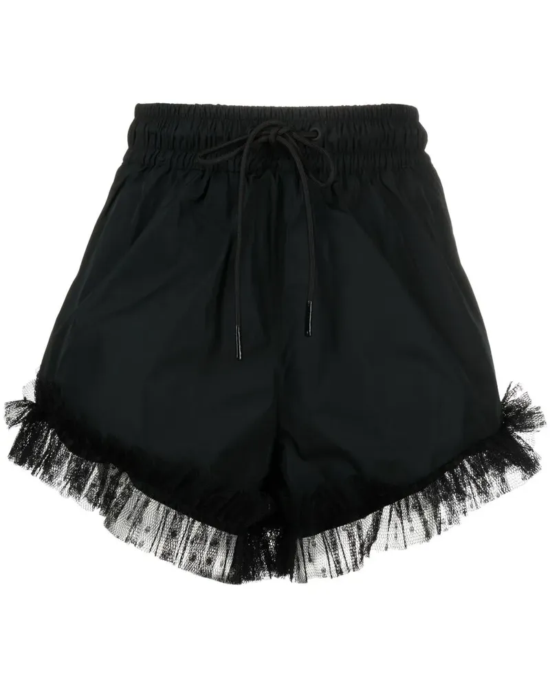 RED Valentino Shorts mit Rüschenborten - Schwarz Schwarz