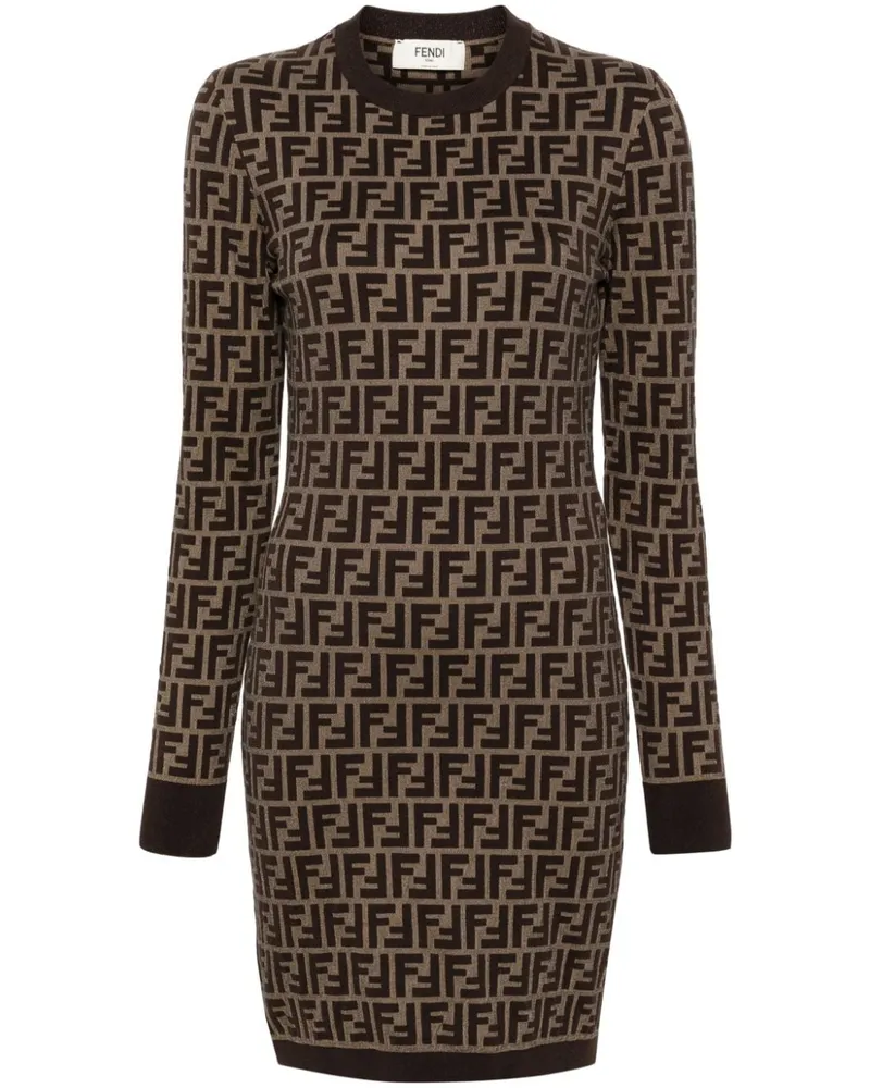 Fendi Zucca Minikleid mit langen Ärmeln - Braun Braun