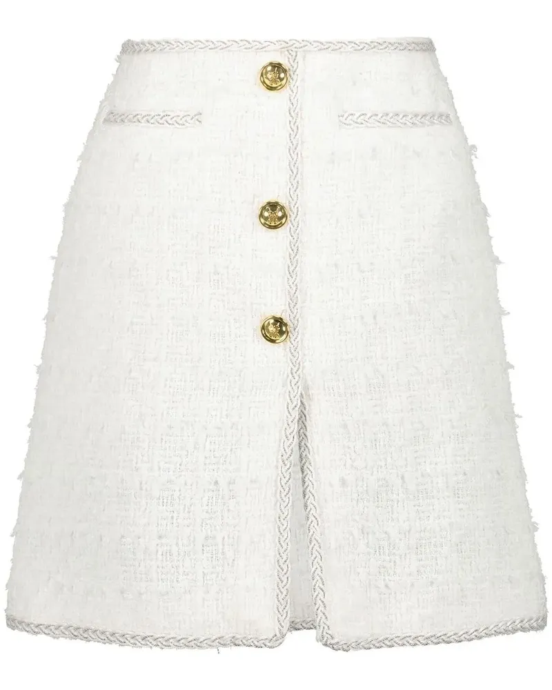 Giambattista Valli Tweed-Minirock mit hohem Bund - Weiß Weiß