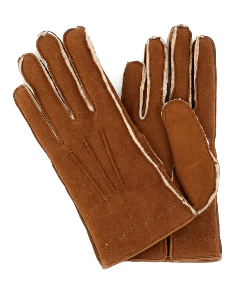 Mario Portolano Handschuhe mit Ziernähten - Braun Braun
