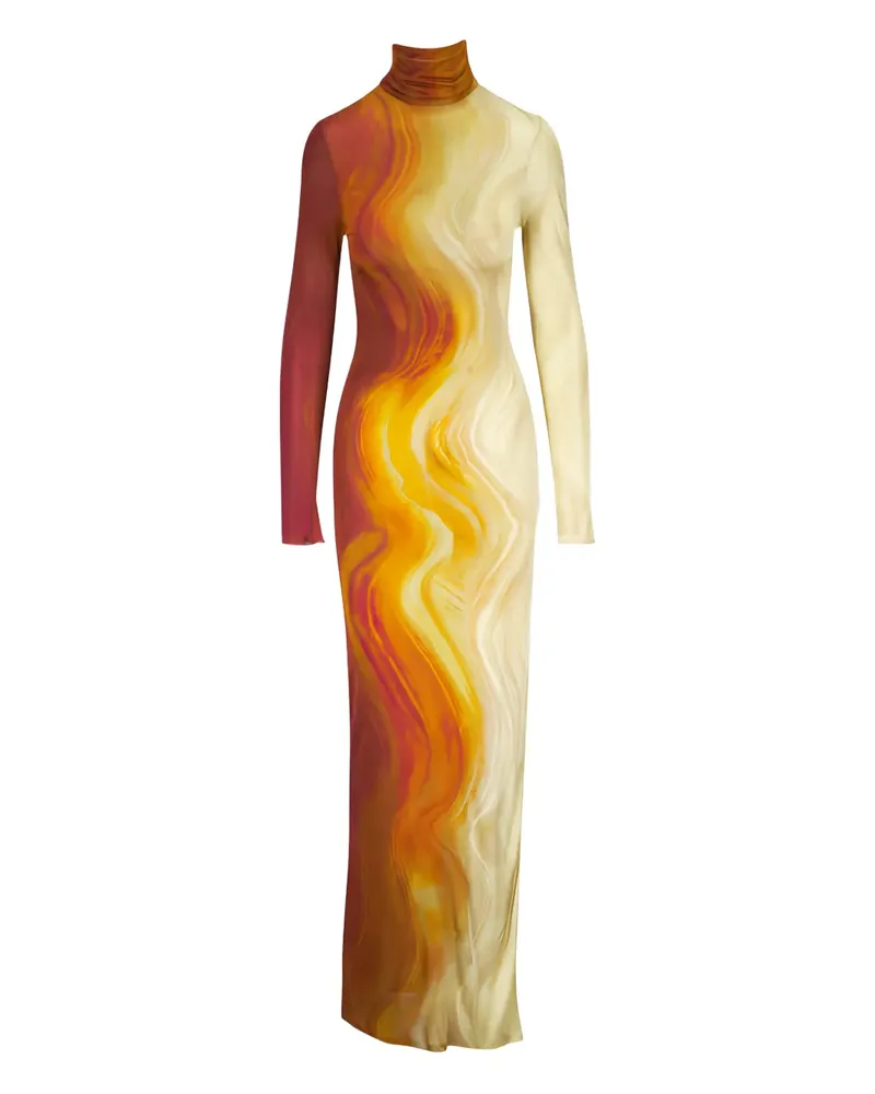 GALVAN Langärmeliges Kleid mit Stehkragen - Gelb Gelb