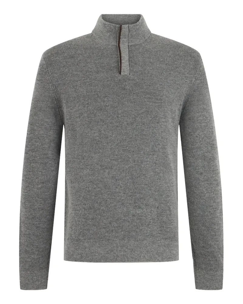 Slowear Gerippter Pullover mit Reißverschluss - Grau Grau
