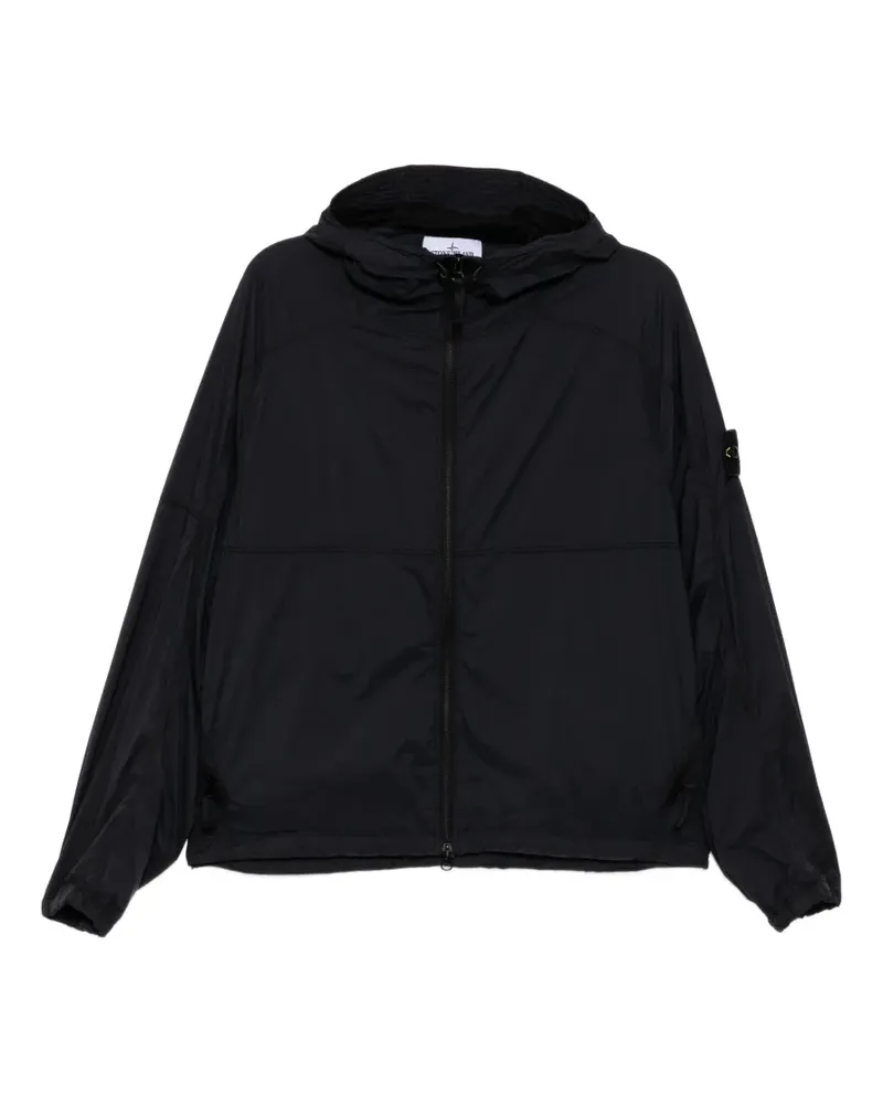 Stone Island Kapuzenjacke mit Kompass-Patch - Schwarz Schwarz