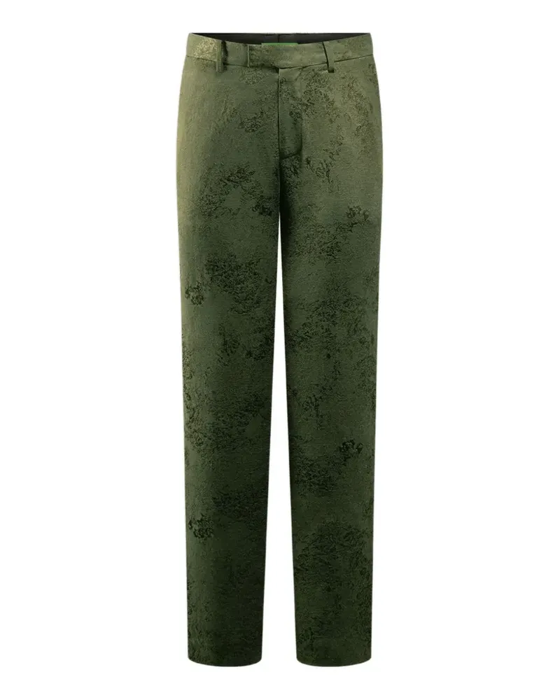 Shanghai Tang Hose mit Blumen-Streifen - Grün Grün