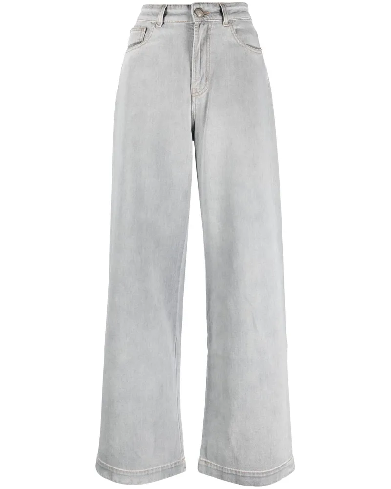 MOORER Halbhohe Straight-Leg-Jeans - Grau Grau