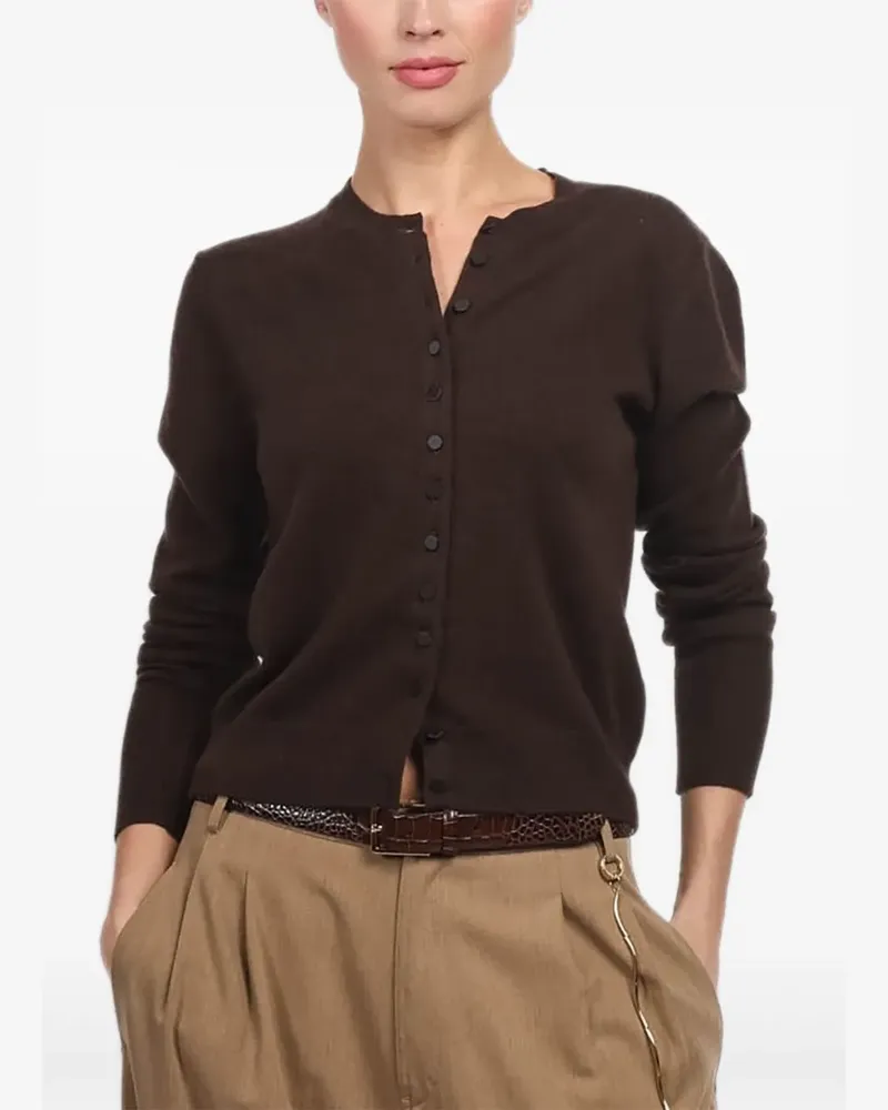 ALLUDE Cardigan mit rundem Ausschnitt - Braun Braun
