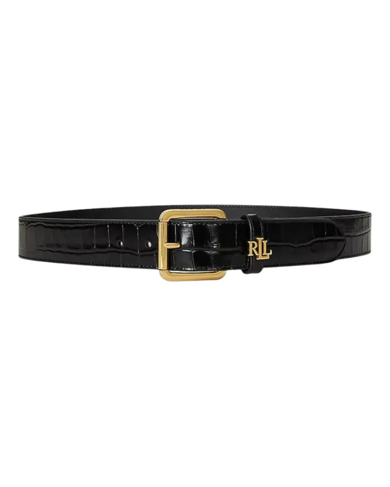 Ralph Lauren croc-effect logo-plaque belt - Schwarz Schwarz