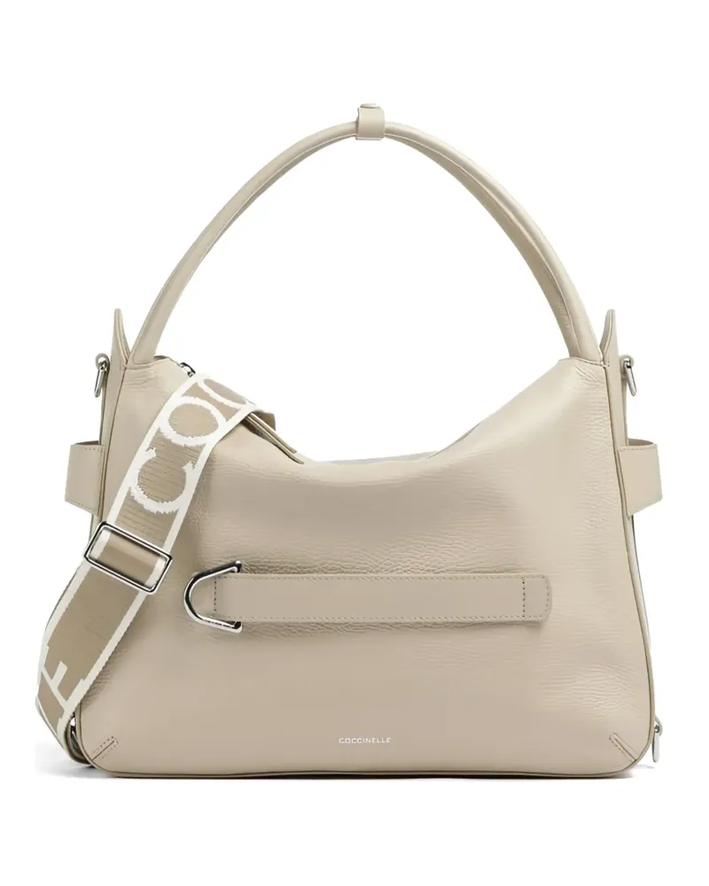 Coccinelle ribbon leather tote bag - Nude Nude