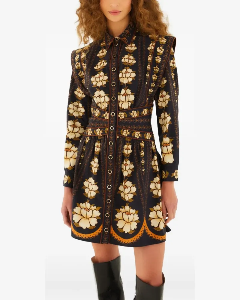 FARM Rio Minikleid mit Blumen-Print - Schwarz Schwarz