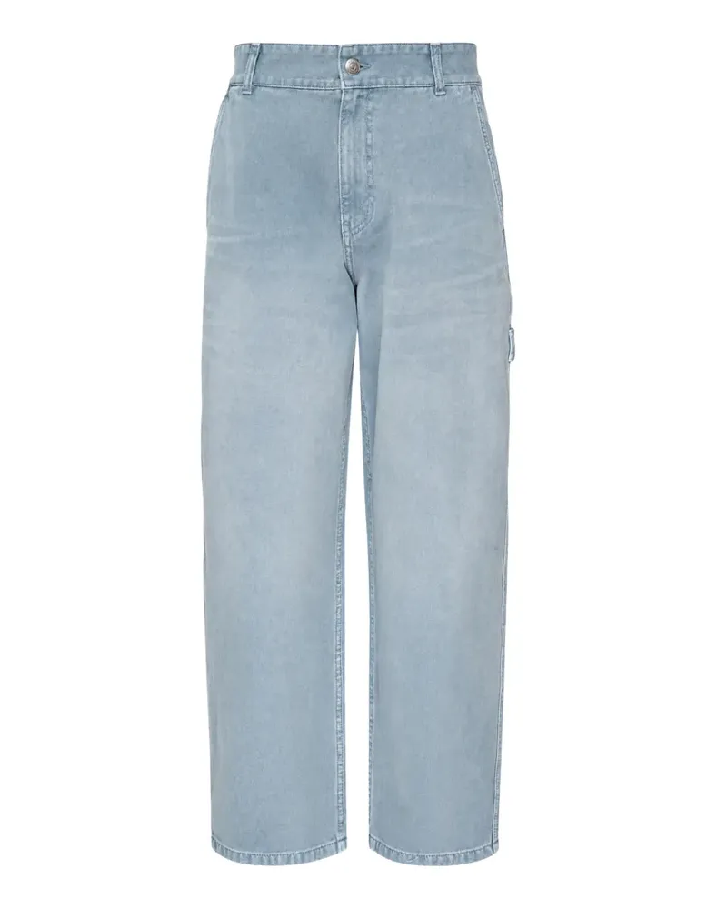 SOLID HOMME Ausgeblichene Straight-Leg-Jeans - Blau Blau