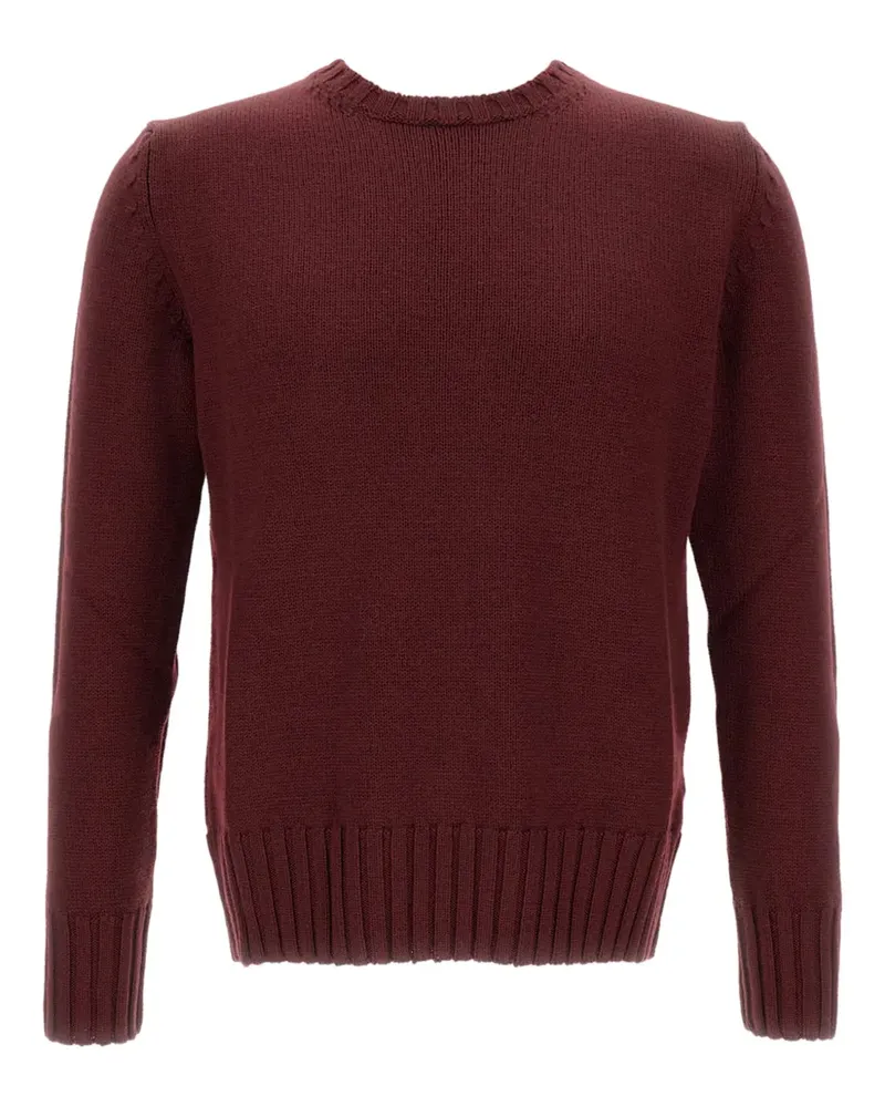 Customer Lovers Gerippter Pullover mit rundem Ausschnitt - Rot Rot