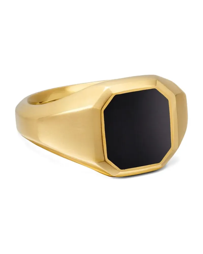 David Yurman 18kt Streaming Gelbgoldsiegelring mit Onyx 14mm Gold