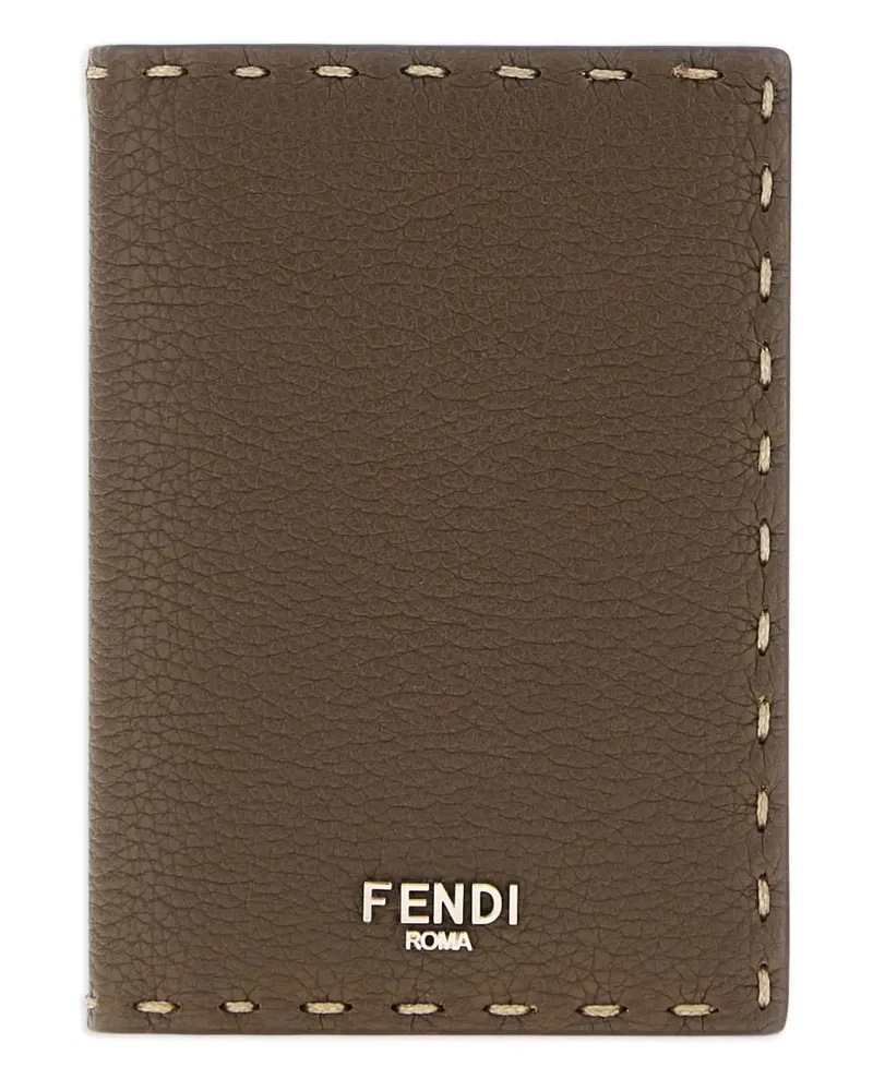 Fendi Selleria Kartenetui mit Lederbesatz - Braun Braun