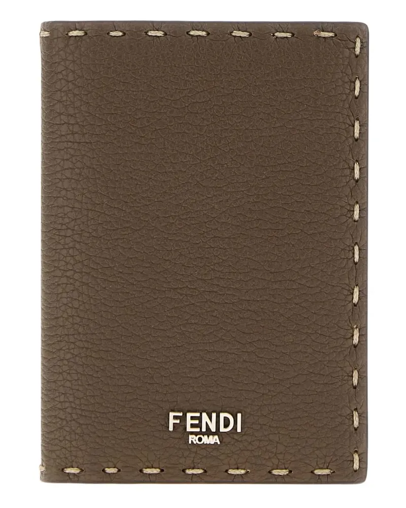 Fendi Selleria leather-trimmed cardholder - Braun Braun