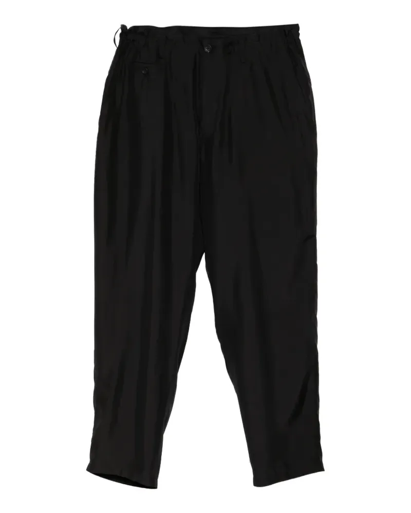 Yohji Yamamoto elasticated-waistband tapered trousers - Schwarz Schwarz