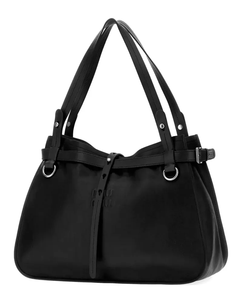Miu Miu buckle-strap logo-embossed tote bag - Schwarz Schwarz
