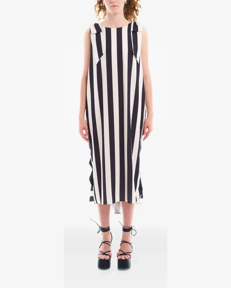 Parlor Gestreiftes Midikleid - Weiß Weiß