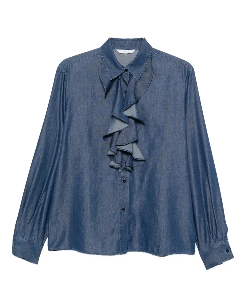 XACUS Beth ruffled long-sleeve shirt - Blau Blau