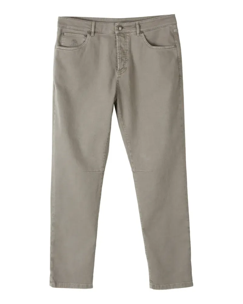 Brunello Cucinelli Straight-Leg-Jeans mit Logo-Patch - Grau Grau