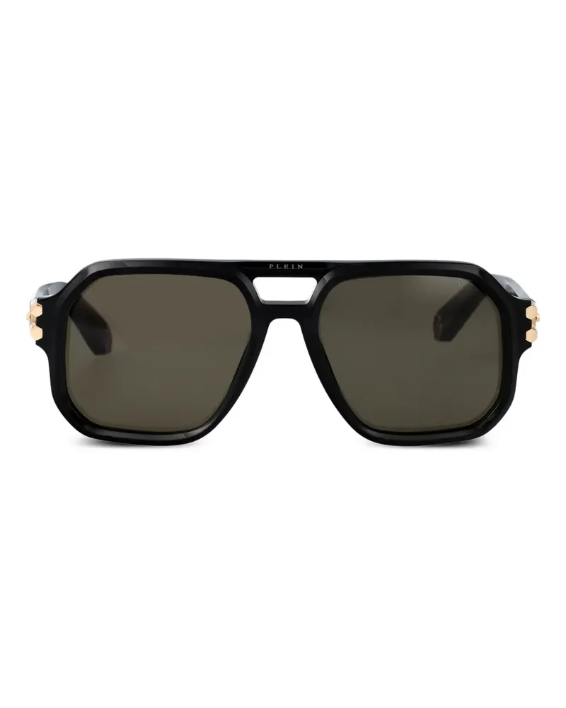 Philipp Plein Sonnenbrille mit geometrischem Gestell - Schwarz Schwarz