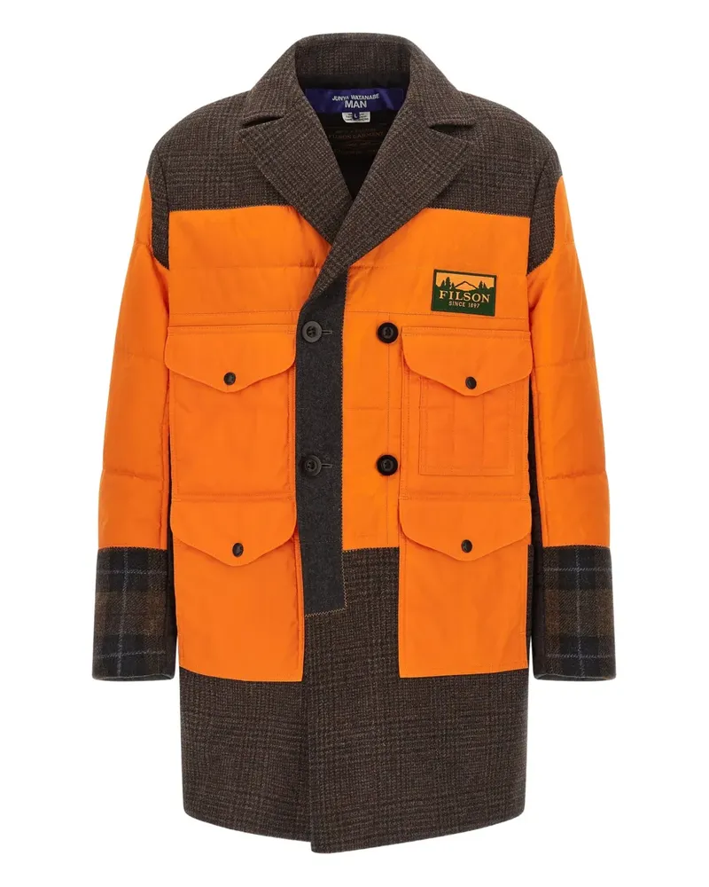 Junya Watanabe x Filson patchwork logo-patch coat - Orange Orange