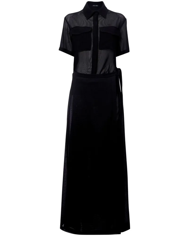 Proenza Schouler Semi-transparentes Emory Kleid - Schwarz Schwarz
