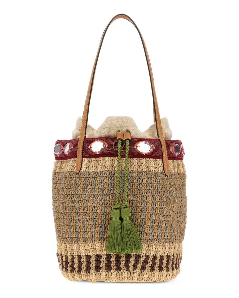 Valentino Garavani Kleine VLogo Signature Beuteltasche mit Kristallen - Nude Nude